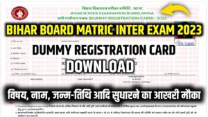 bihar board Matric Inter Dummy registration Card 2023 download