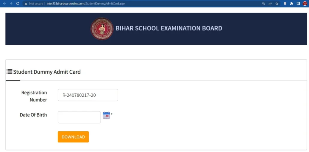 Bihar Board Class 12 Dummy Admit Card 2023 Download