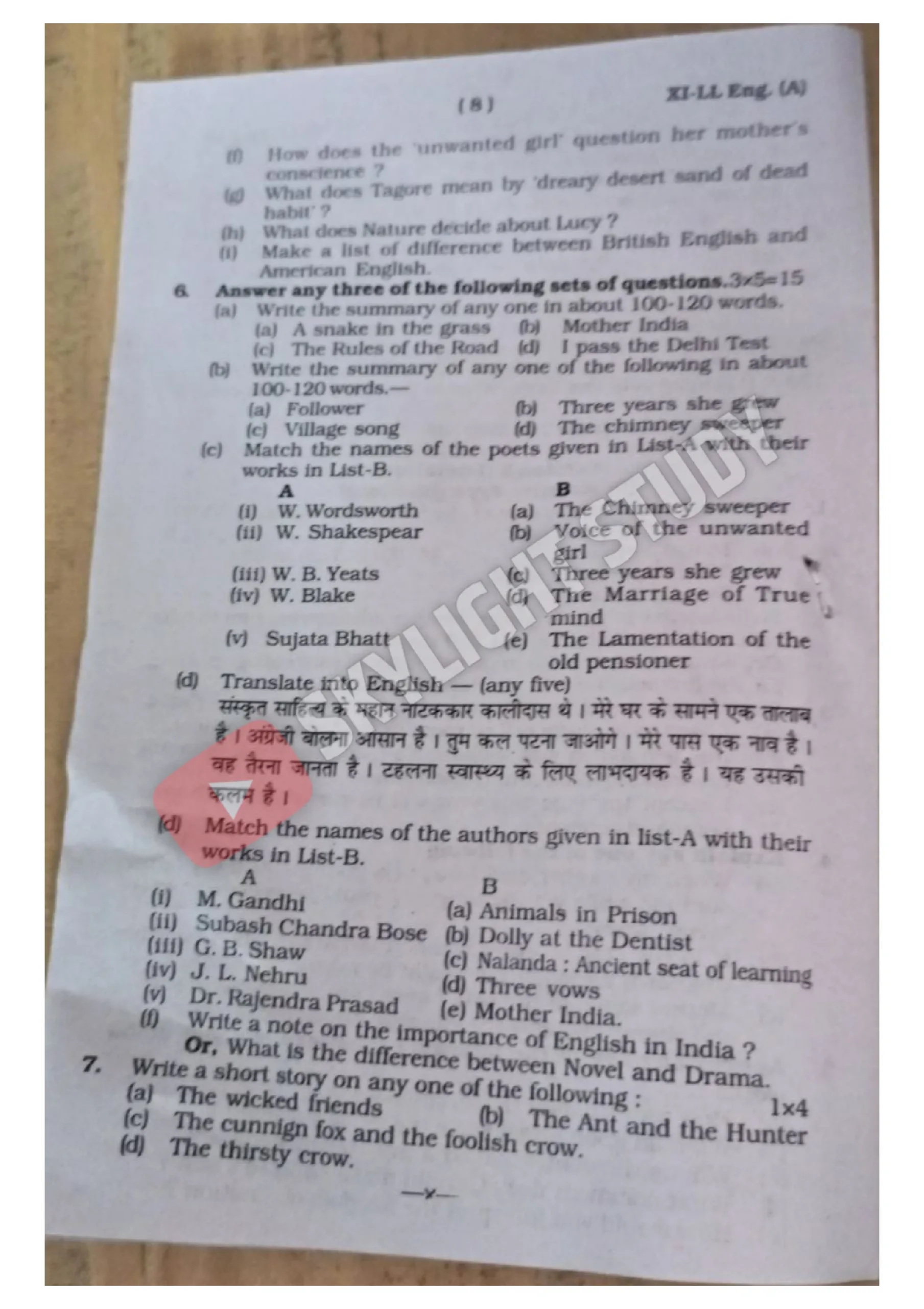 Bihar Board class 11th previous year question paper English (7)