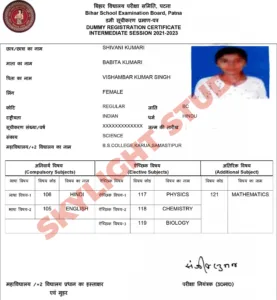 bihar board dummy registration card 2024